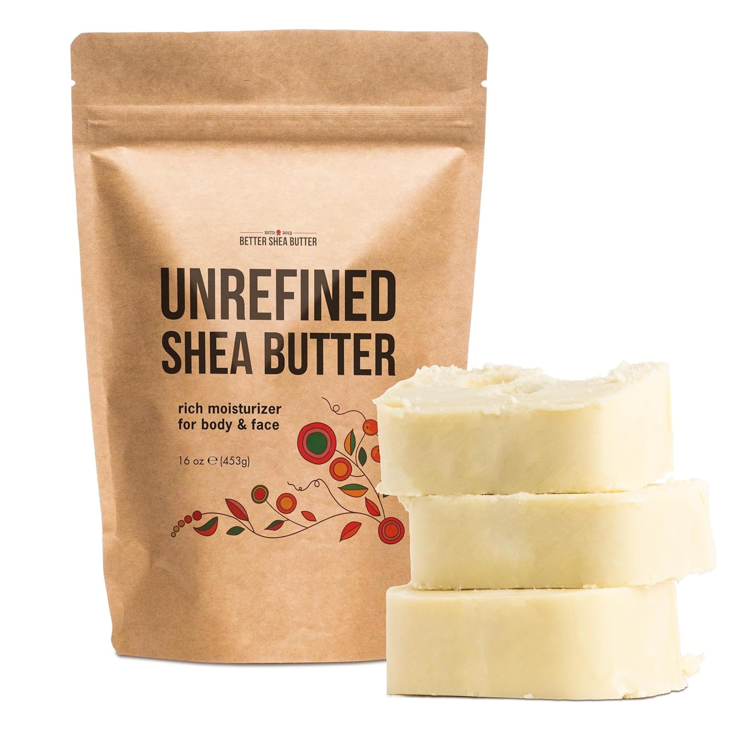 Raw Shea Butter – 100% Pure Unrefined African Shea Butter | Deep Moisturizer for Dry Skin, Hair & Scalp | DIY Body Butter, Lip Balm & Soap Base | Smoky Scent (1 Lb Block)